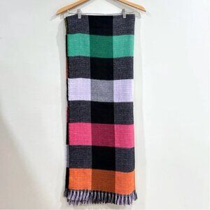 Anthropologie Black and Lavender/Multi Reversible Maxi Scarf